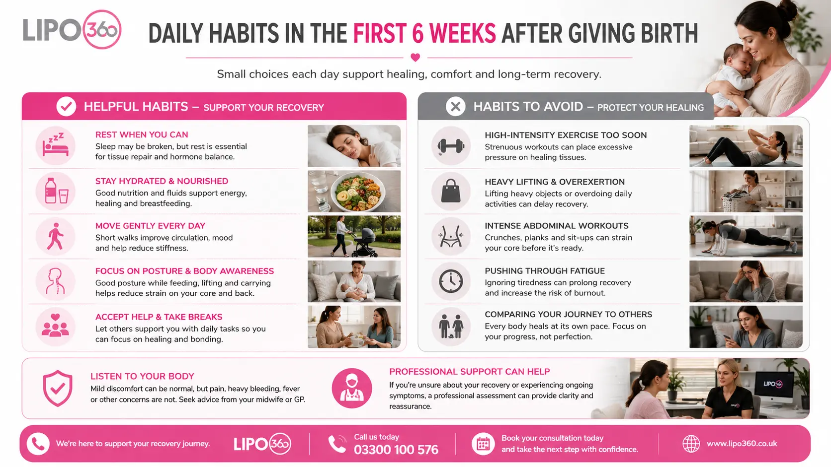 What to Do (and Avoid) in the First 6 Weeks After Giving Birth To Avoid Diastasis Recti 3 First 6 Weeks After Giving Birth To Avoid Diastasis Recti Newark-on-Trent : Daily Habits in the First 6 Weeks After Giving Birth